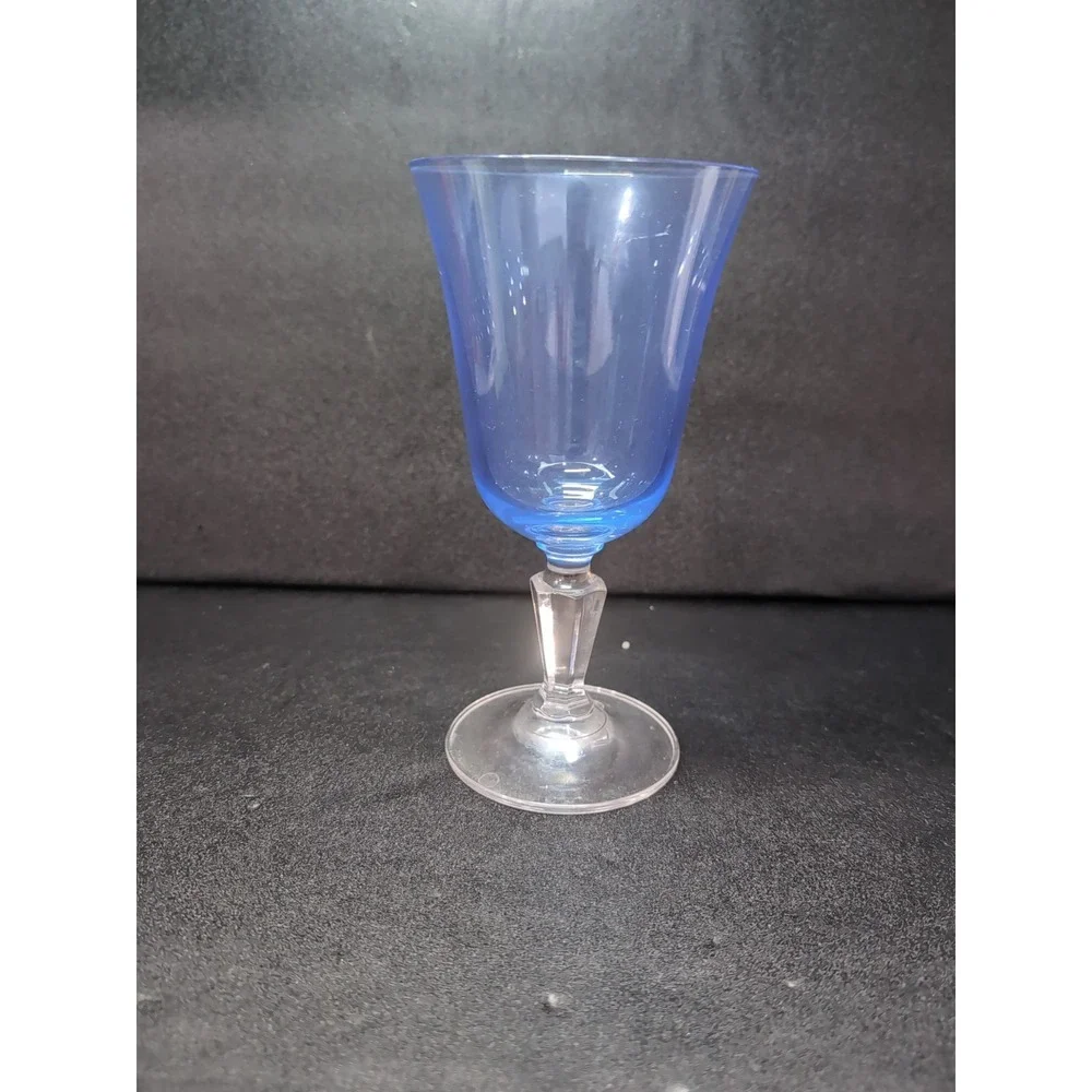 Miller Roganka Alfresco Blue Water Goblet,‎ Lead Crystal Glassware, Hand Blown